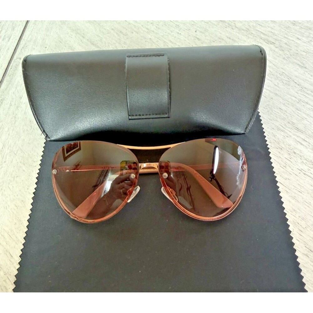 Tahari TH651 Gold Nude Rhinestone Frame Brown Gradient Lens Aviator Sunglasses